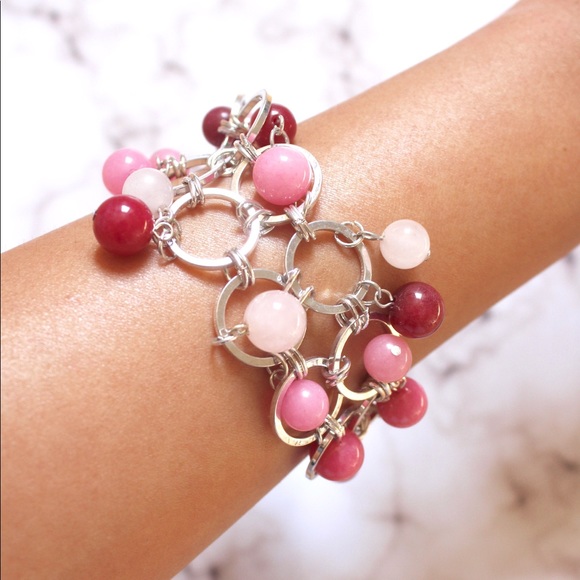 Mary & Heart Jewelry - Chunky Pink and Silver Bracelet